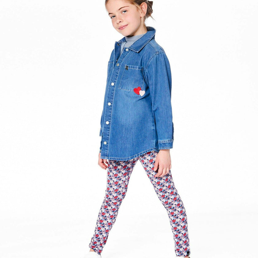 Denim Shirt Light Blue with Patch Pockets and Apple Patch