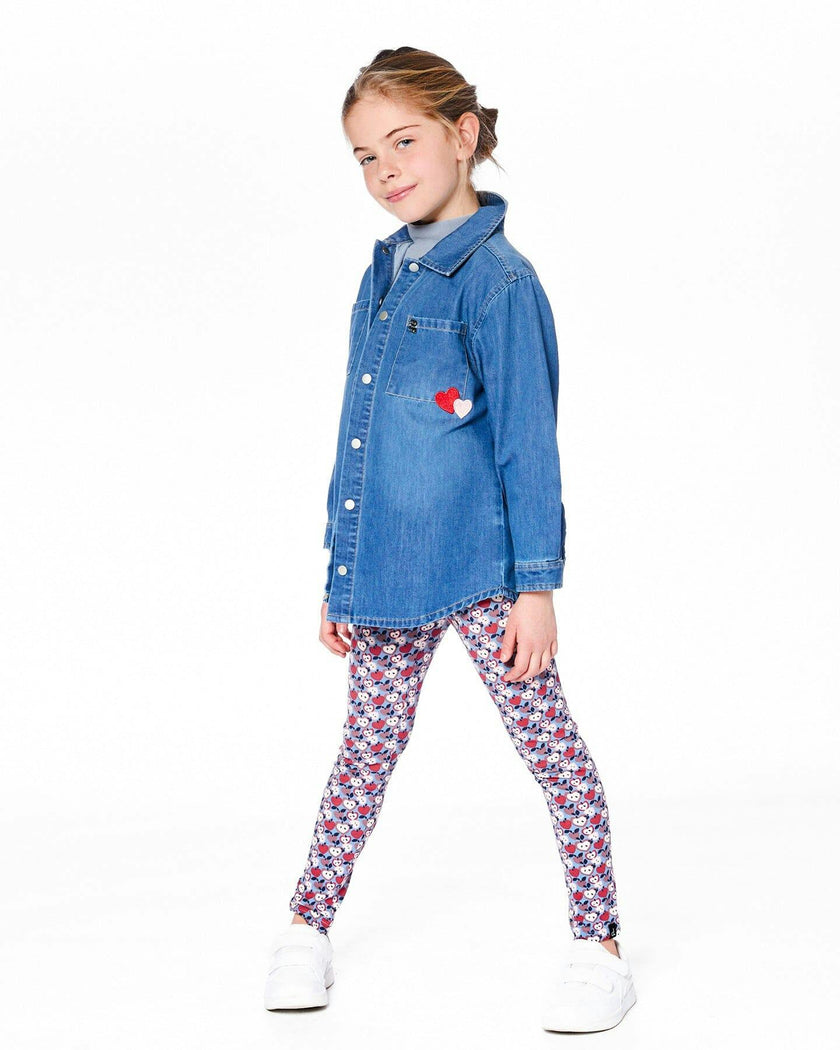 Denim Shirt Light Blue with Patch Pockets and Apple Patch