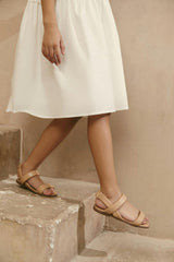 Anouk Square Toe Elastic Slingback Straps Sandals