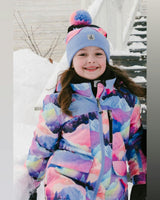 Two Piece Play Snowsuit Pink Mountain Print With Blue Pants