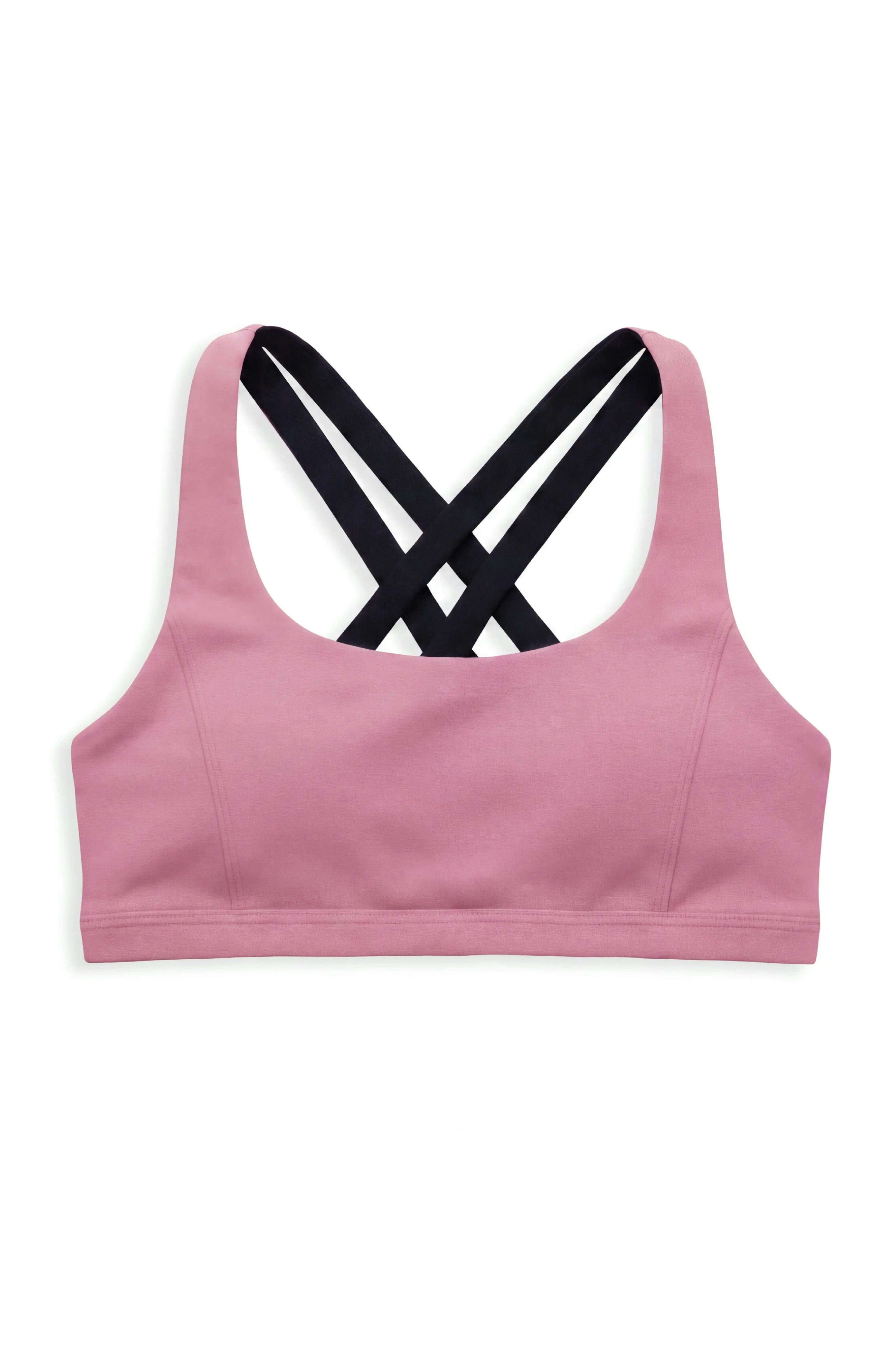 Petal - Double Strap Reversible Sports Bra - Rose/Black