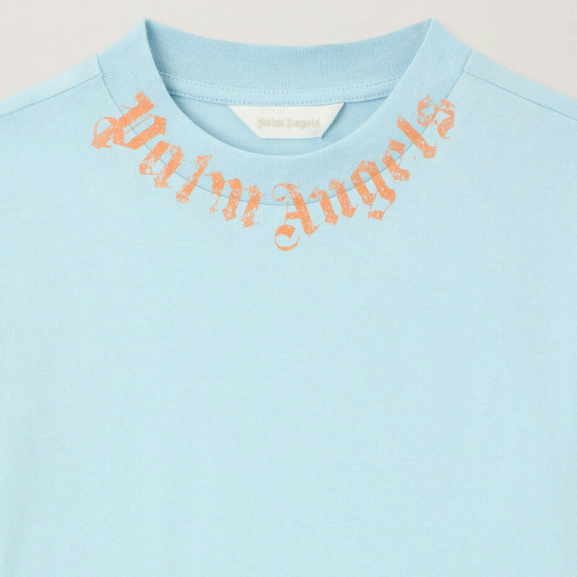 Baby Blue Neck Logo Brushed Tee