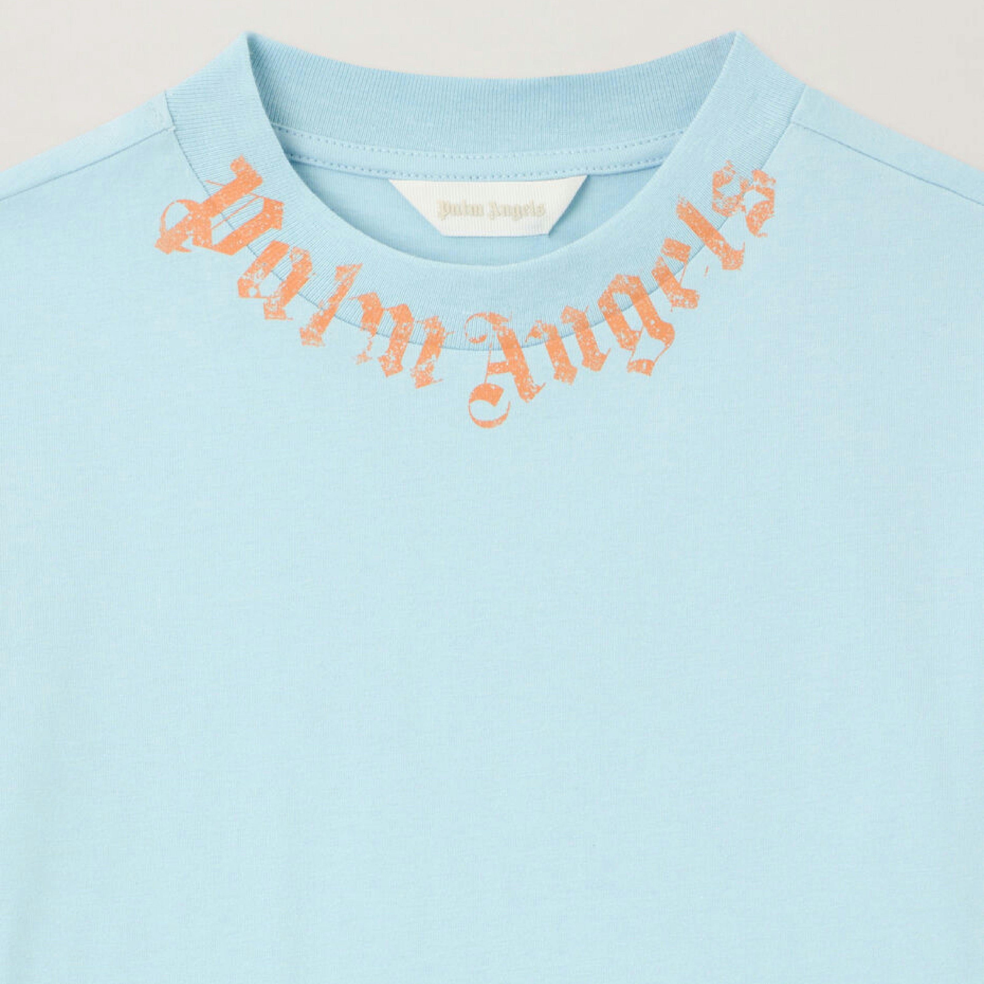 Baby Blue Neck Logo Brushed Tee
