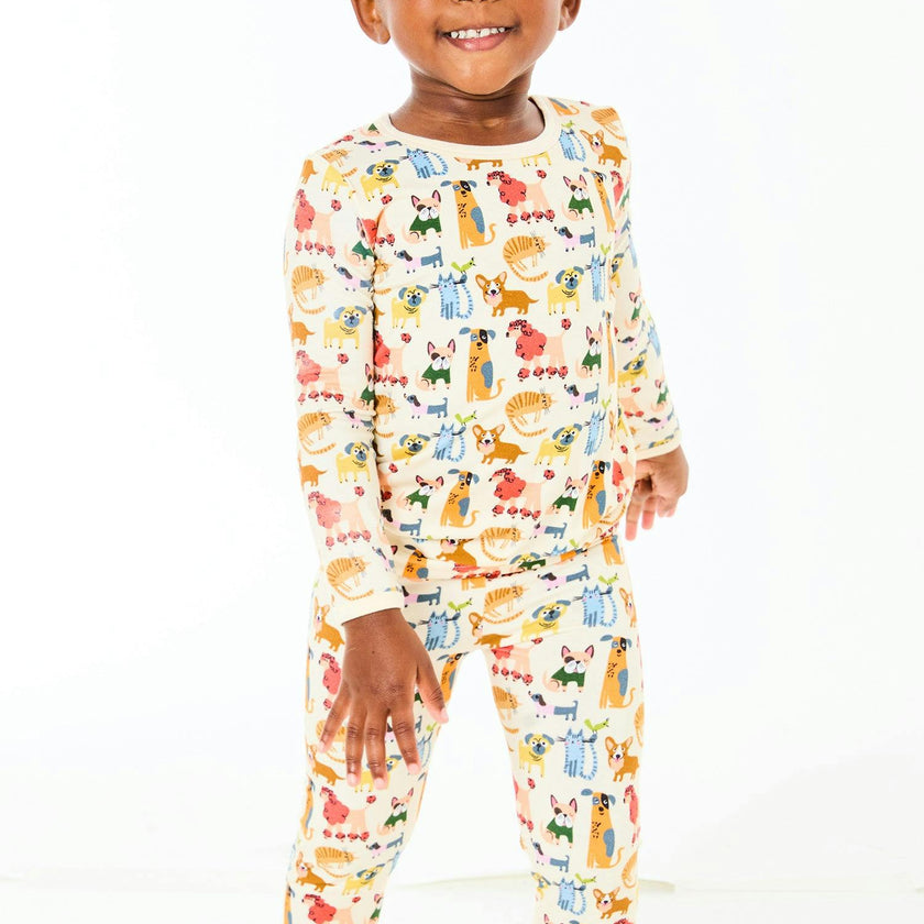 Long Sleeve Pajama Set - Cats + Dogs