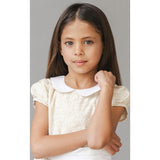 Short Sleeve Linen Dress with Peter Pan Collar, Brown