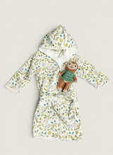 Children's Gift Set: Happy Monkey Bathrobe and Marlow the Monkey Knit Doll