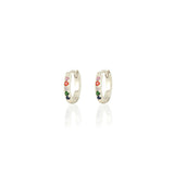 Rainbow Crystal 12mm Huggie Hoop Earrings