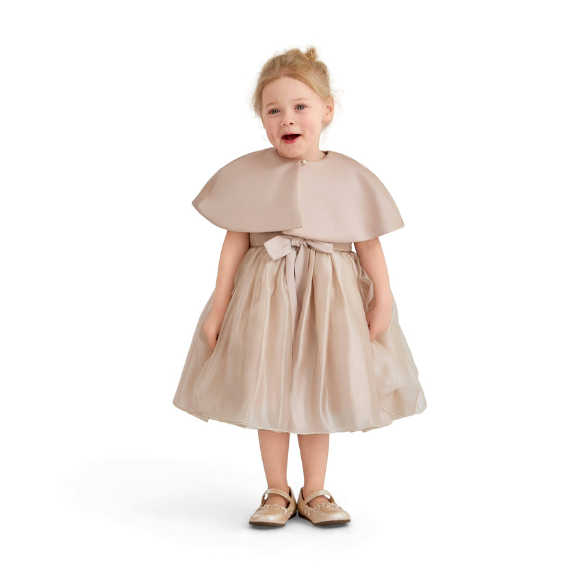 Pink Dovera Timeless Cape-Overlay Gown