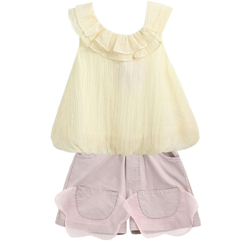 Yellow Mauve Ruffle Outfit Set