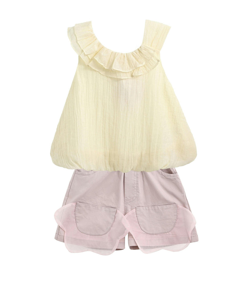 Yellow Mauve Ruffle Outfit Set