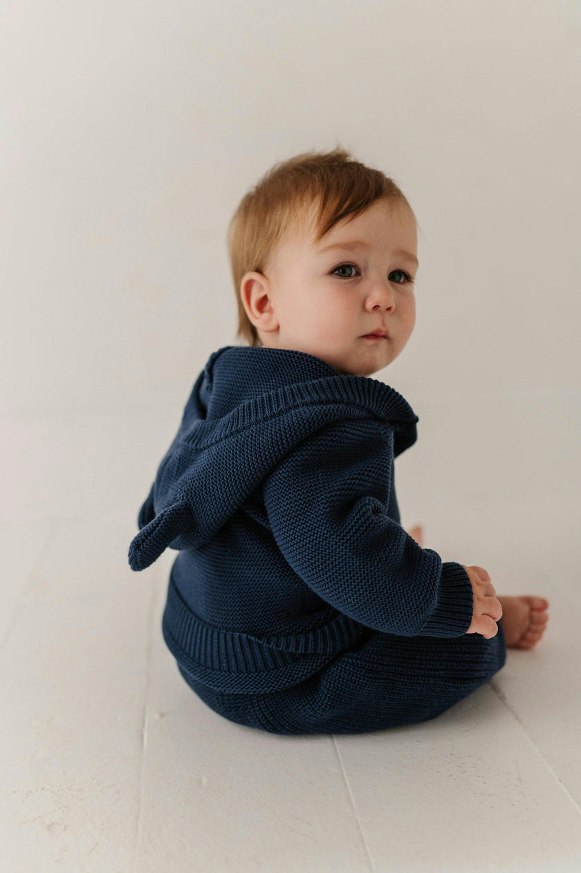 Knit Hoodie in Navy