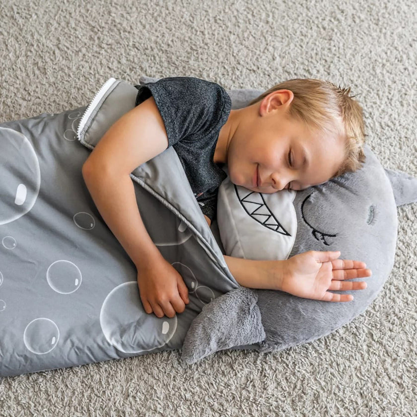 Happy Nappers: Pillow & Sleepy Sack: Med - Grey Shark