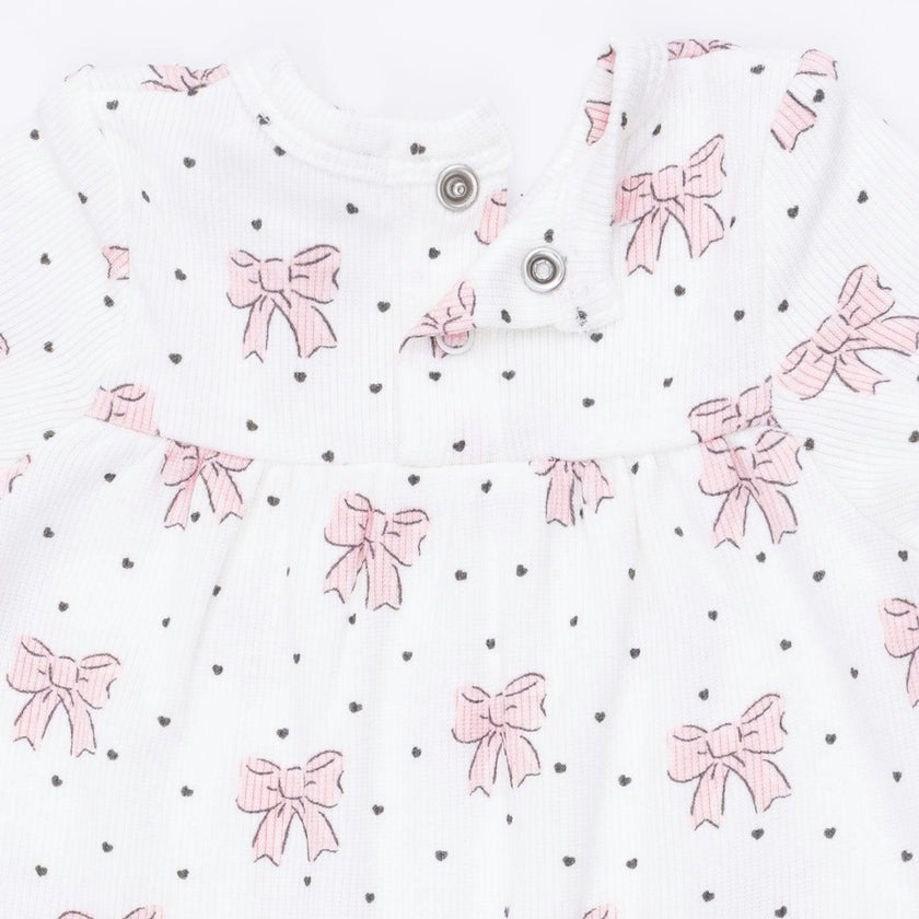Bows and Hearts - Cuffed Sleeve Romper
