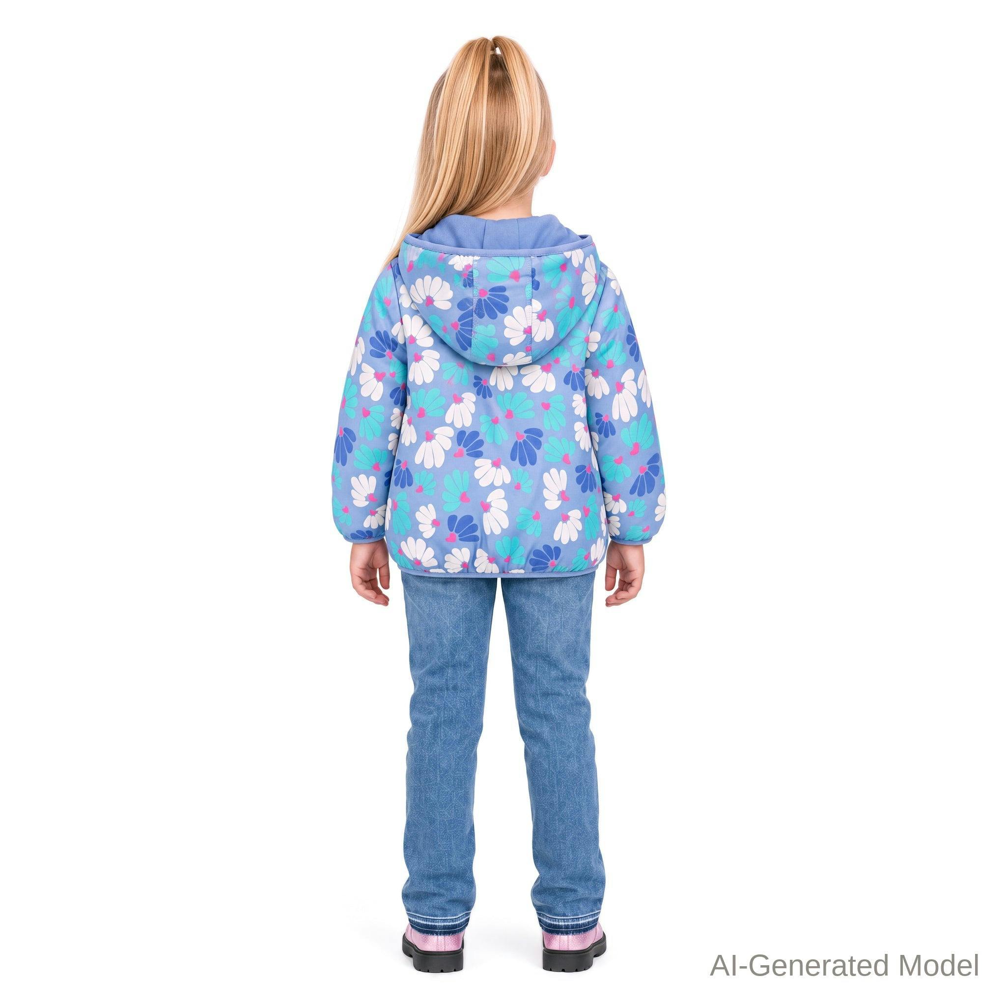 Reversible Color-Changing Puffer Jacket | Blue Floral