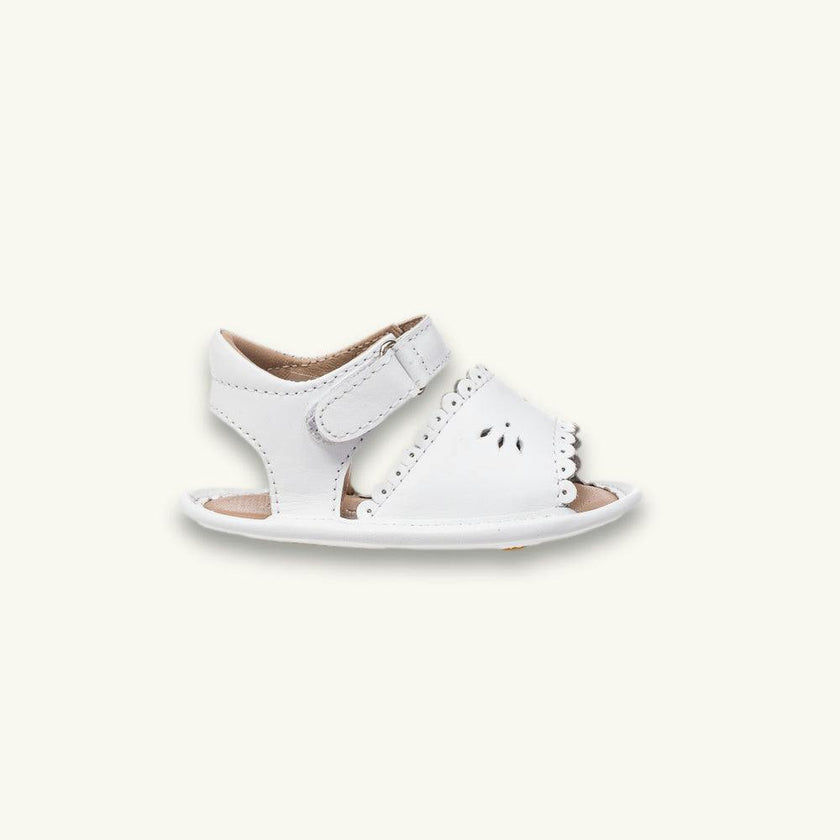 Baby Scallop Sandal | White Leather