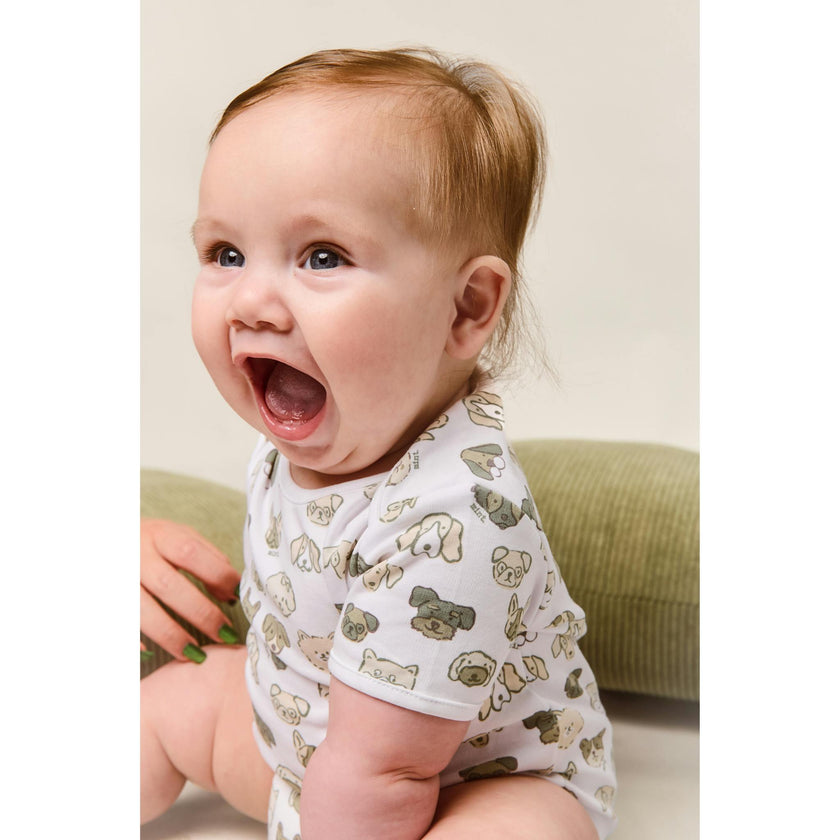 Mini Woof Squad Grey Short sleeve Bodysuit