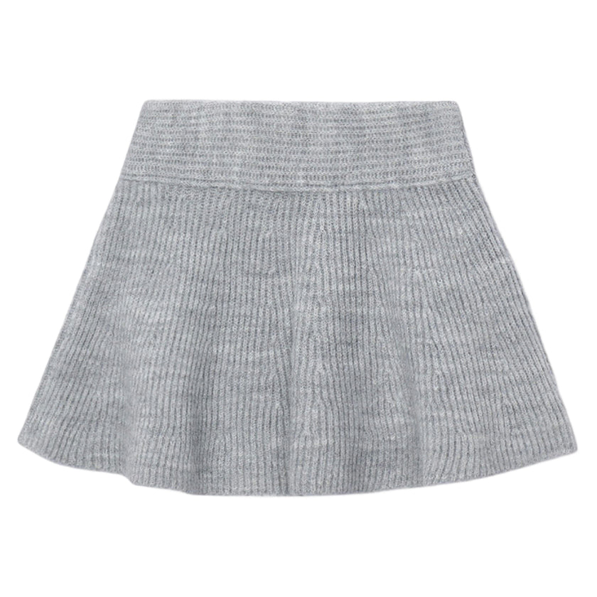 Grey Pearl Embellished Knit Skirt