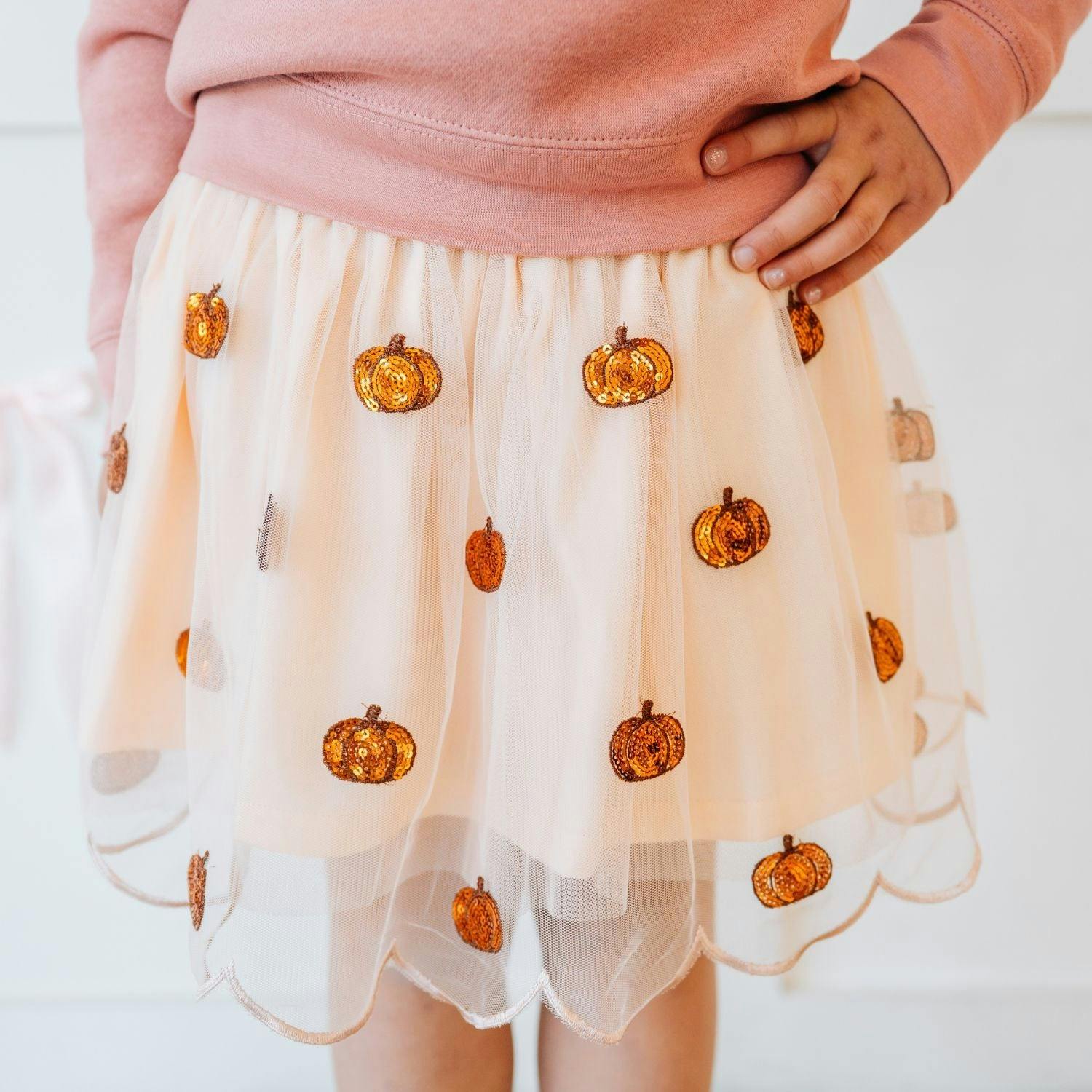 Pumpkin Sequin Scallop Tutu Skirt