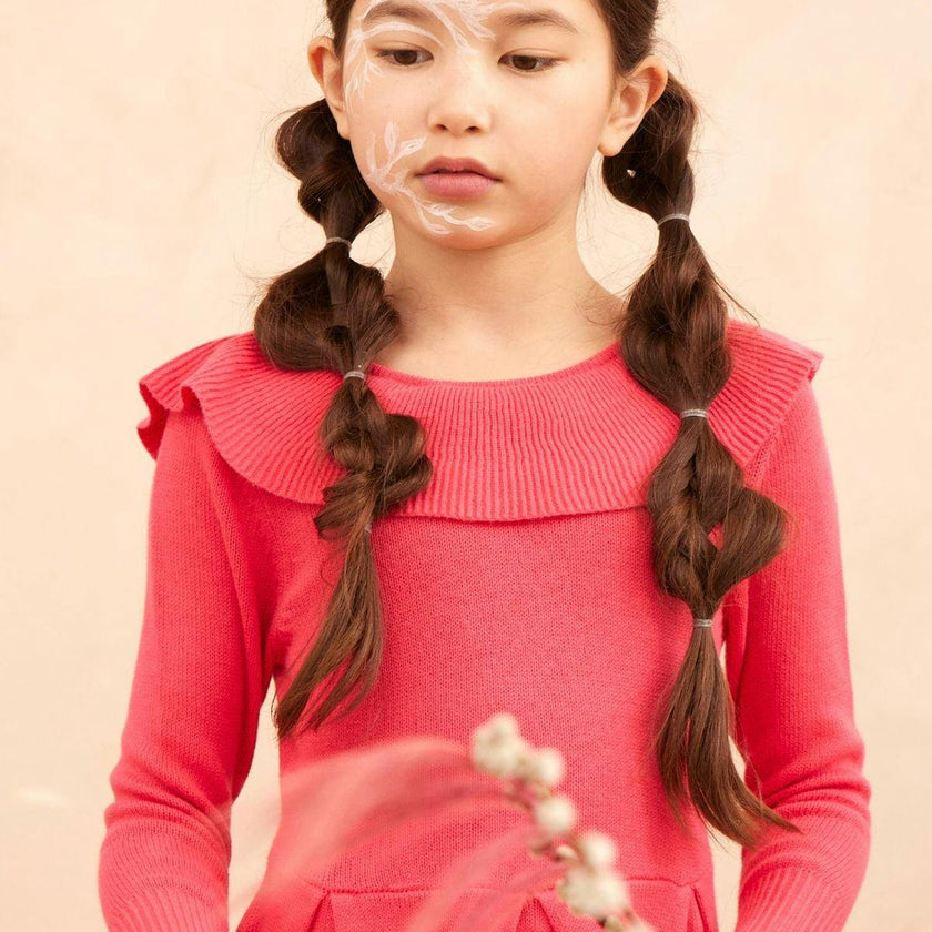 Ruffled V Dress | Raspberry