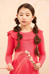 Ruffled V Dress | Raspberry