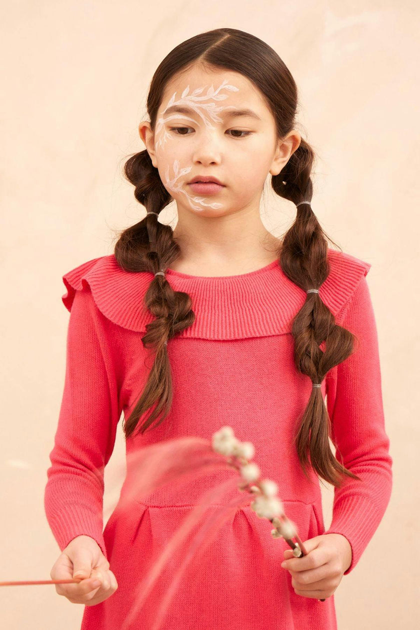 Ruffled V Dress | Raspberry