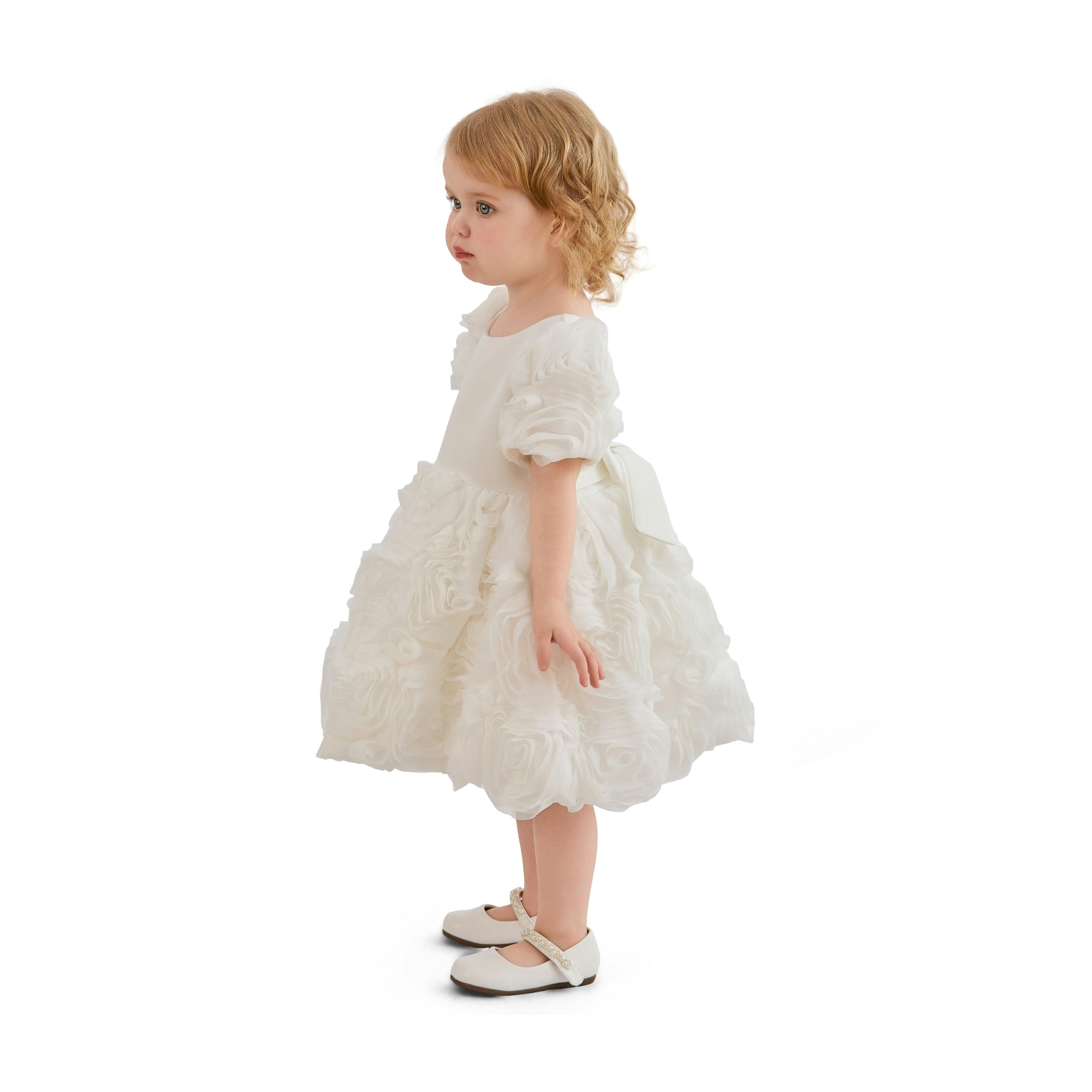 White Bow Rosette Dress