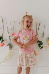 Girl's Short Sleeve Tee in Summer Blooms