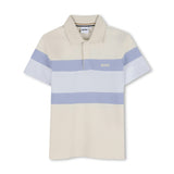 Beige & Blue Striped Polo Set