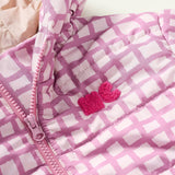 Recycled Polyester Pink Grid Lightweight Puffer