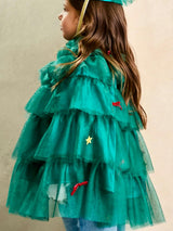 Green Tulle Holiday Christmas Tree Cape for Kids