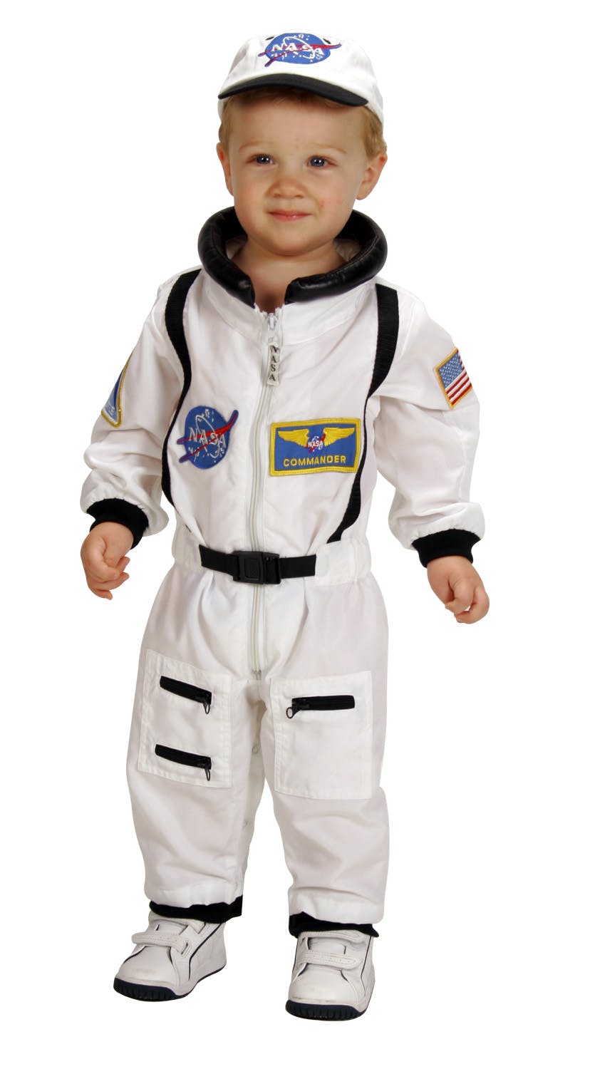 Jr. Astronaut Suit with Embroidered Cap, White