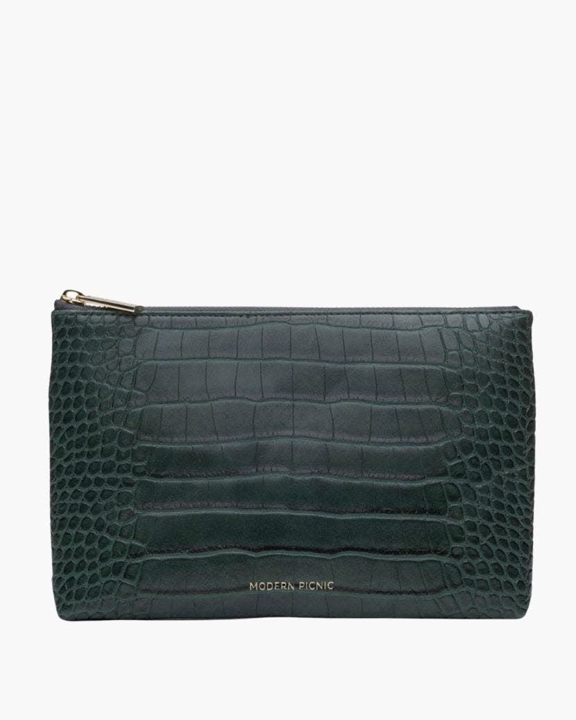 Insulated Small Snack Pouch, Black Croc