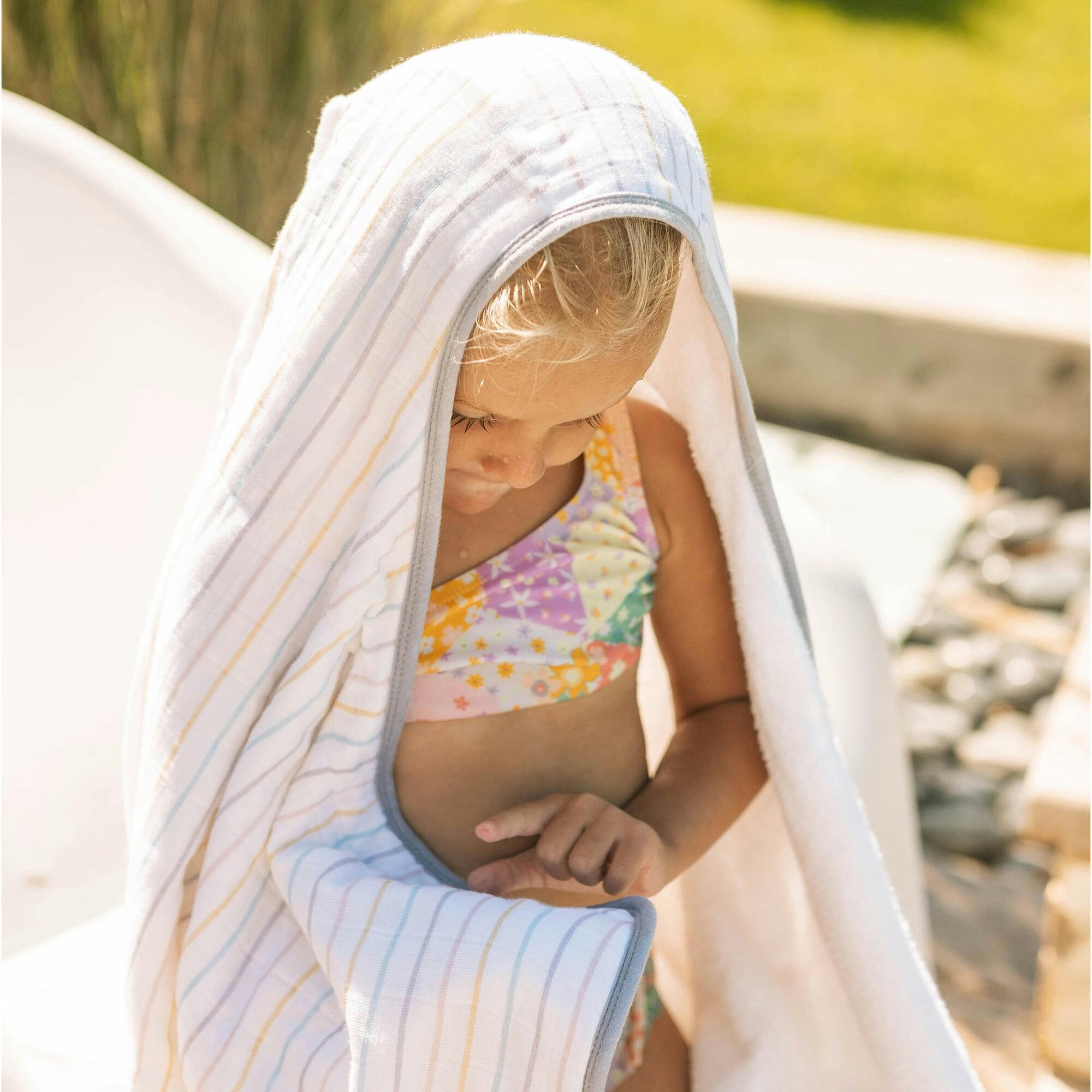 Toddler Hooded Towel - Unicorn Stripe