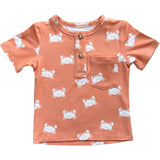 Boy's Short Sleeve Henley Shirt in Sunset