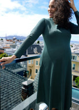 Long Sleeve Fit-and-Flare Sweater Maternity Midi Dress