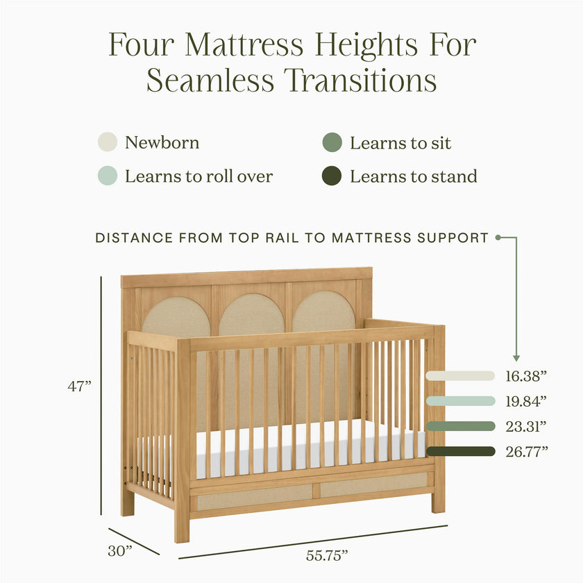 Eloise 4-in-1 Convertible Crib in Honey and Performance Sand Eco-Weave