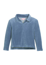 Polo Pullover - Dusty Blue Velour