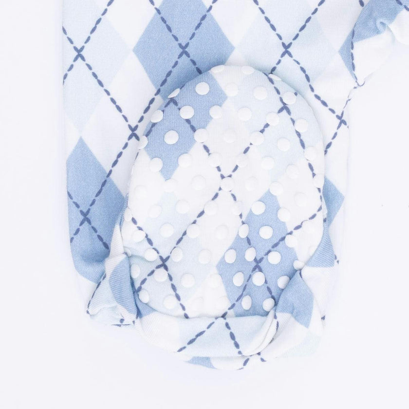 Blue Argyle - 2 Way Zipper Footie
