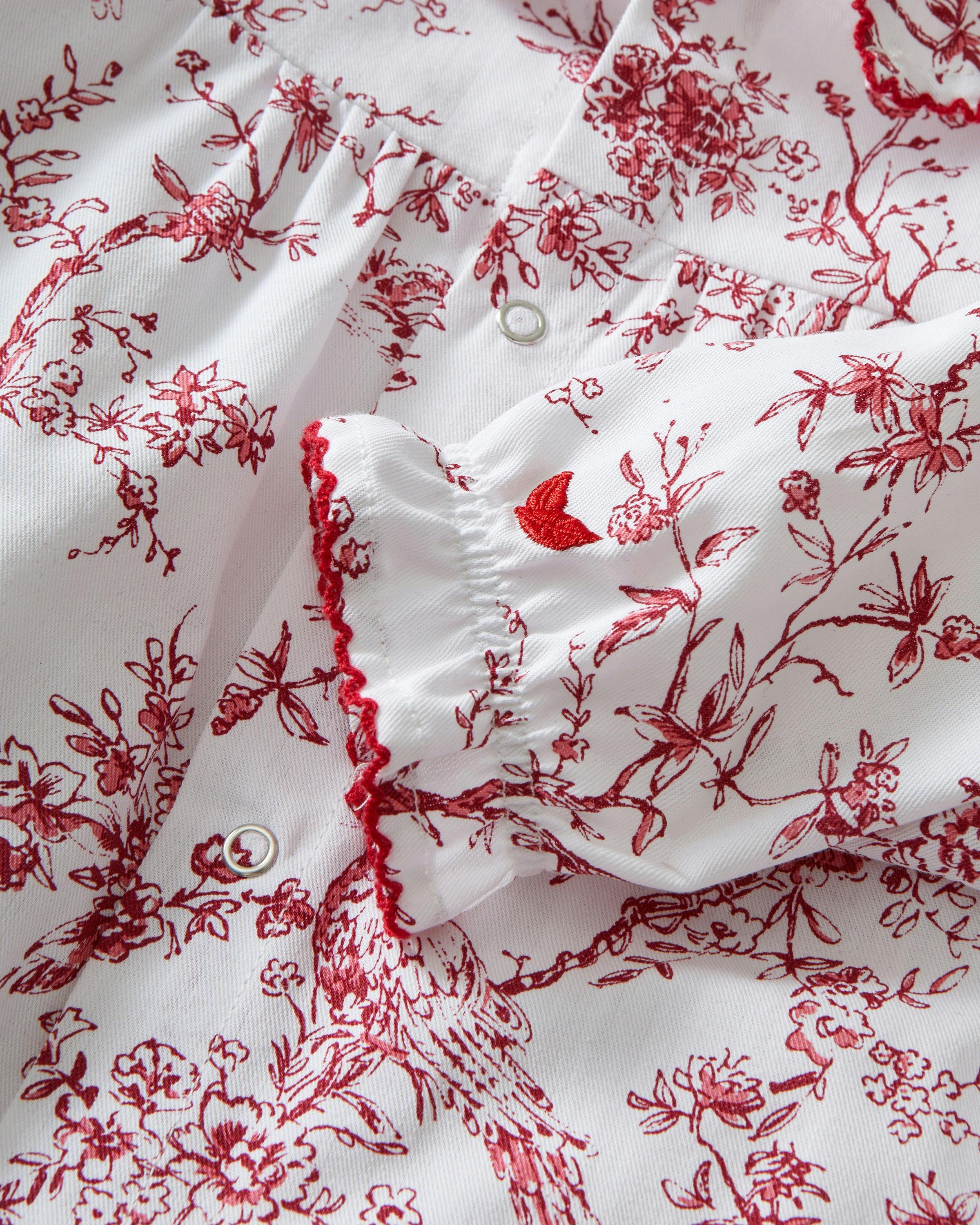 Baby's Twill Madeline Romper in Red Timeless Toile