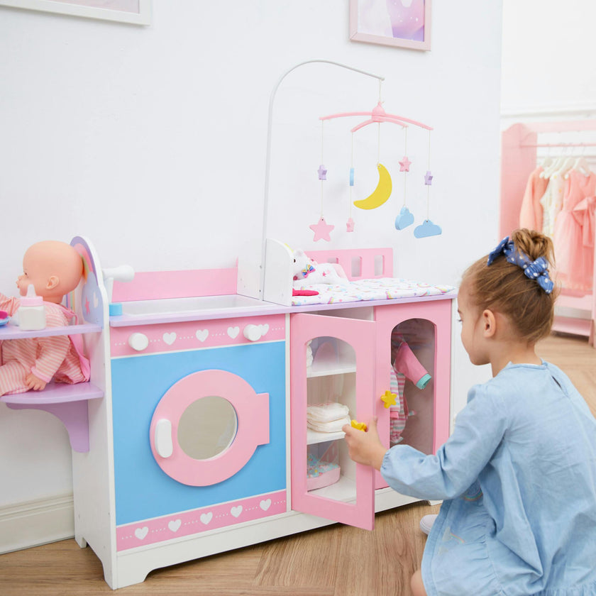 Olivia's Little World Wooden Baby Doll 6-in-1 Changing Station