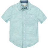 Linen Short Sleeve Button Down Shirt, Blue