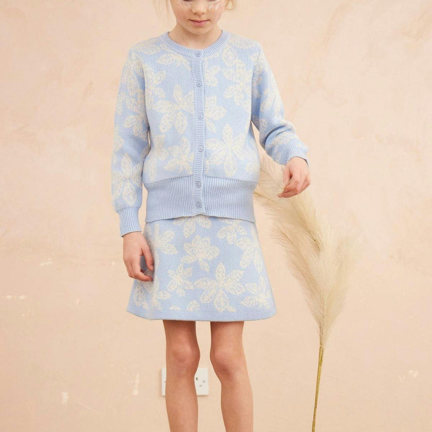 Chestnut Leaves Cardigan | Sky