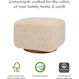 Kiwi Gliding Ottoman in Chai Shearling with Dark Wood Base