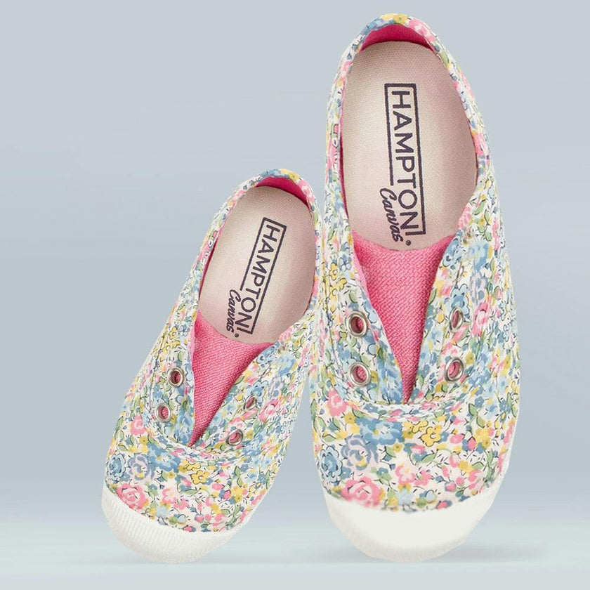 Hampton Canvas Plum Print Plimsolls in Emma Georgina