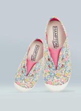 Hampton Canvas Plum Print Plimsolls in Emma Georgina