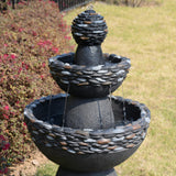 Teamson Home 3-Tier Zen-Style Outdoor Water Fountain with Realistic Stone Finish