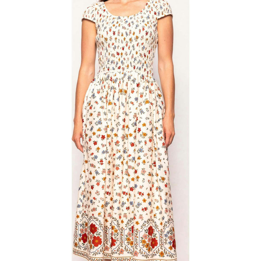 Marlow Cap Sleeve Dress in Cream Ditsy Floral