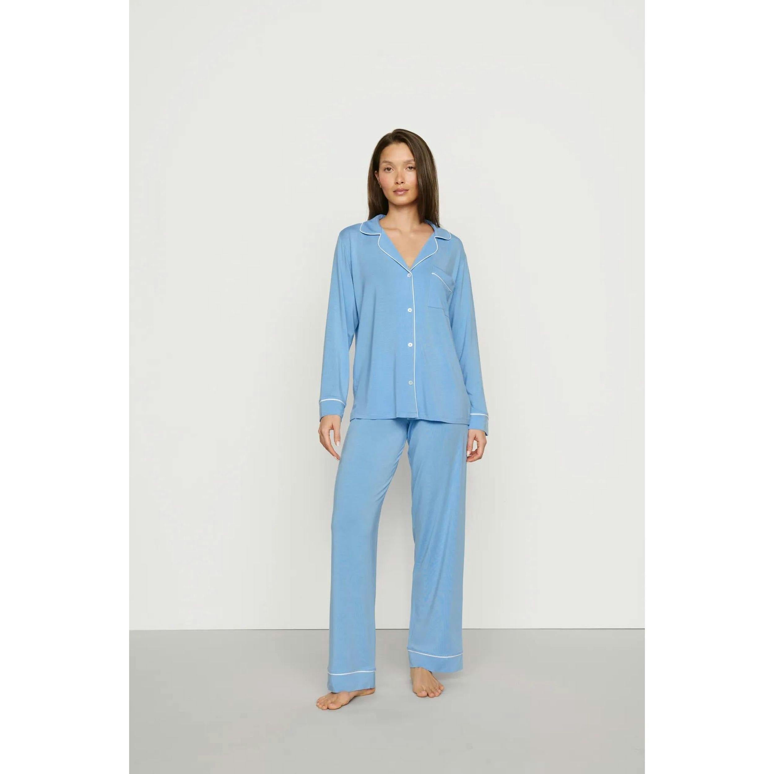 Gisele TENCEL™ Modal Long PJ Set, SUMMER BLUE/WHITE