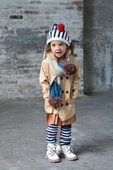 Buttoned Stripe Bonnet
