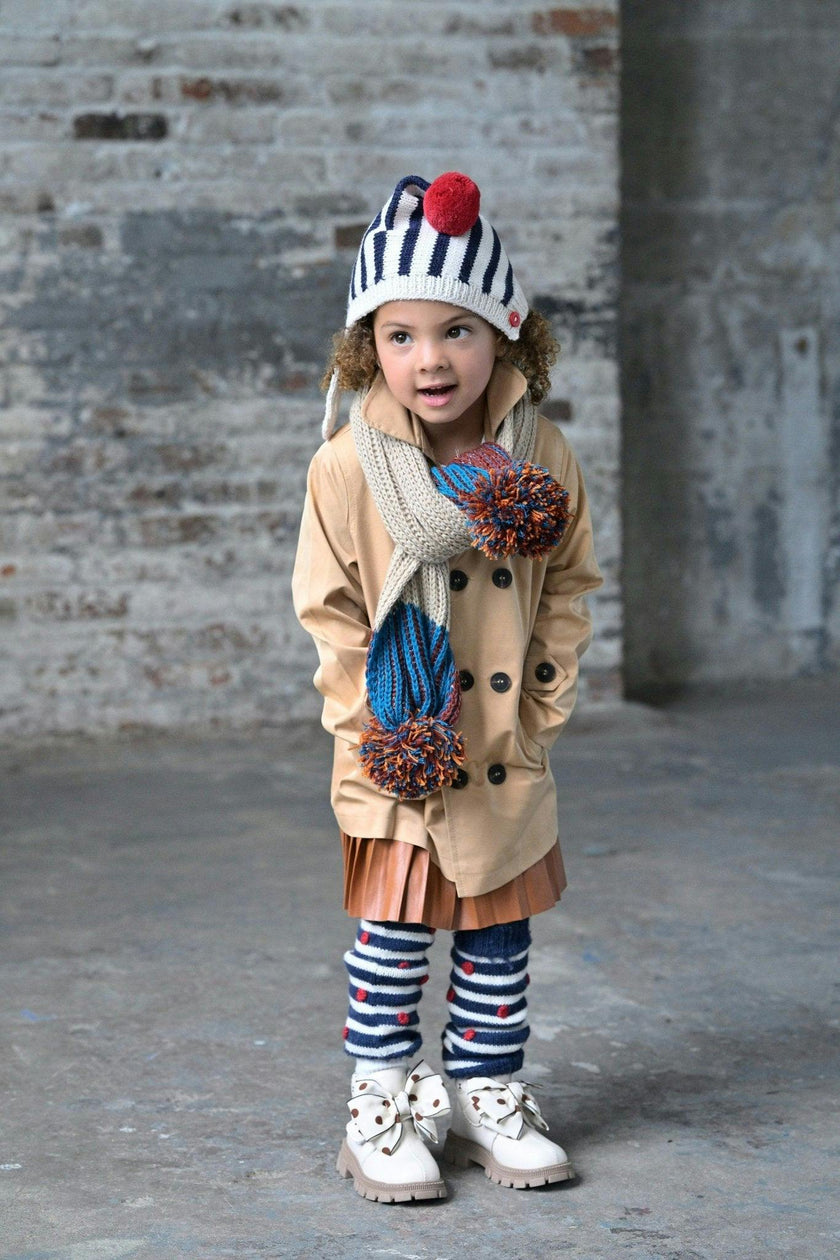 Buttoned Stripe Bonnet